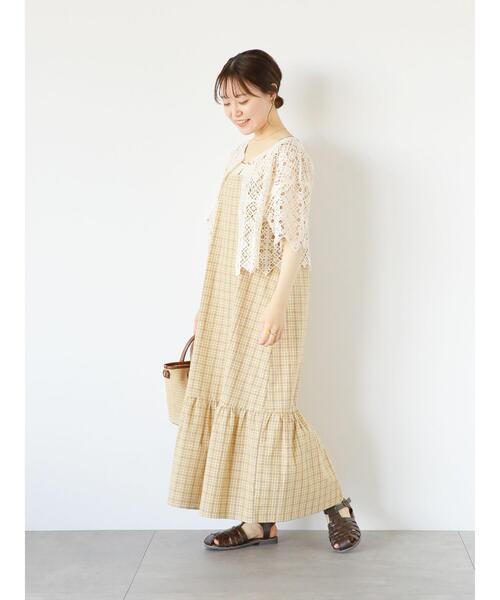 ehka sopo（エヘカソポ）の「チェックキャミワンピース（ワンピース・レディース・イエロー/ミント/ネイビー・F）」の5枚目の写真