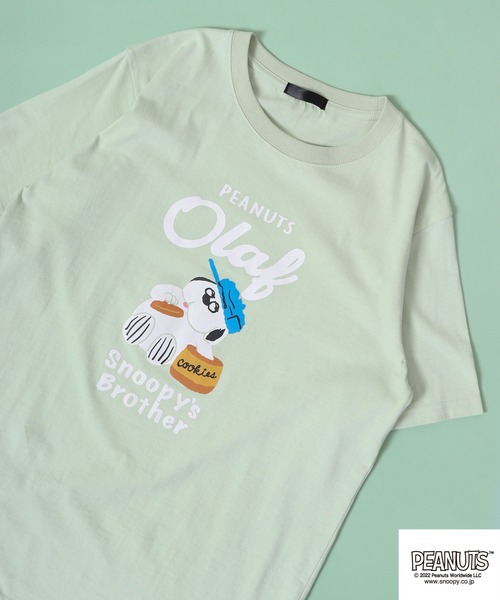 PEANUTS（ピーナッツ）の「スヌーピー  プリント Tシャツ 半袖（Tシャツ/カットソー・レディース・イエロー/ピンク/アイボリー系/ライトグリーン/ライトカーキ/ブルーグレー/ラベンダー/アイボリー・L/M/LL）」の5枚目の写真