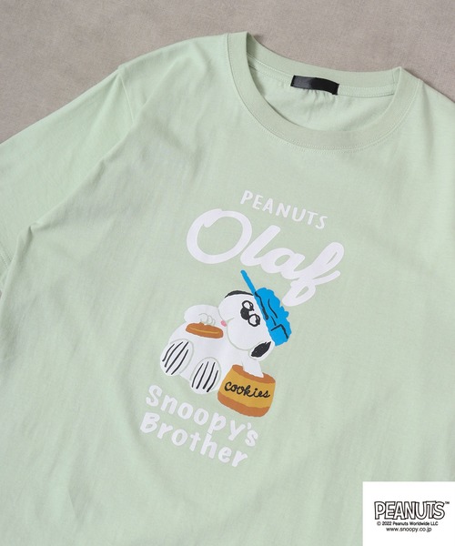 PEANUTS（ピーナッツ）の「スヌーピー  プリント Tシャツ 半袖（Tシャツ/カットソー・レディース・イエロー/ピンク/アイボリー系/ライトグリーン/ライトカーキ/ブルーグレー/ラベンダー/アイボリー・L/M/LL）」の9枚目の写真