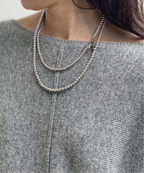 メタルパーツロングボールチェーンネックレス ユーカリプト　ノーブル　シルバー色 メタルパーツロングボールチェーンネックレス ユーカリプト