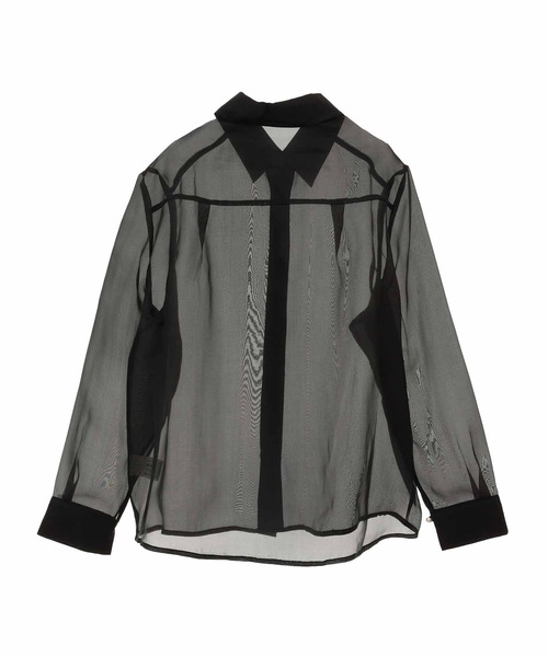 31 Sons de mode（トランテアン　ソン　ドゥ　モード）の「パール釦スリットスリーブシアーシャツ（シャツ/ブラウス・レディース・ブラック/ベージュ・36）」の6枚目の写真