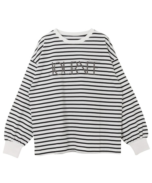 andme（アンドミー）の「フロッキーロゴプリントボリューム袖長袖Tシャツ（Tシャツ/カットソー・レディース・ベージュ系その他/ホワイト×ブラック/オフホワイト/ブラック/カーキ系/スミクロ・L/M）」の22枚目の写真