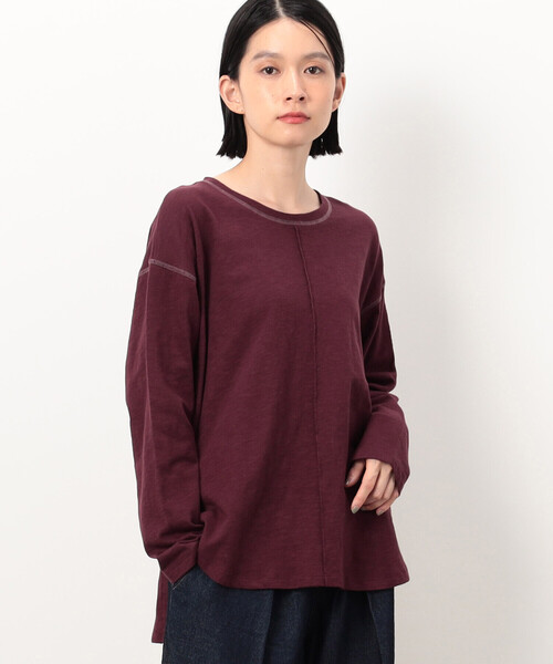 ONIGIRI（オニギリ）の「スラブ長袖Ｔシャツ（Tシャツ/カットソー・レディース・カーキ/オフホワイト/マスタード/ボルドー・FREE）」の4枚目の写真