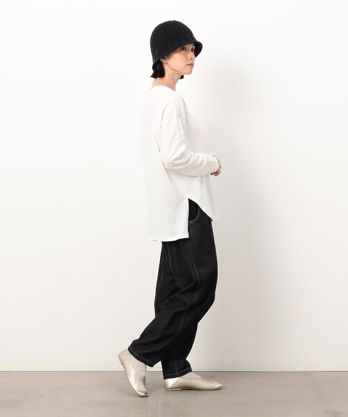ONIGIRI（オニギリ）の「スラブ長袖Ｔシャツ（Tシャツ/カットソー・レディース・カーキ/オフホワイト/マスタード/ボルドー・FREE）」の6枚目の写真