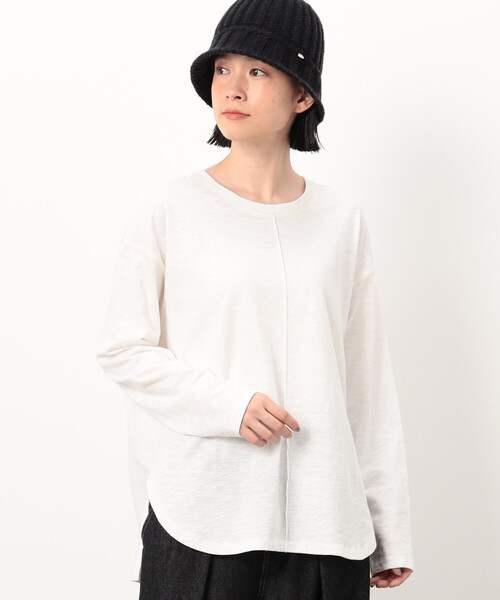 ONIGIRI（オニギリ）の「スラブ長袖Ｔシャツ（Tシャツ/カットソー・レディース・カーキ/オフホワイト/マスタード/ボルドー・FREE）」の9枚目の写真