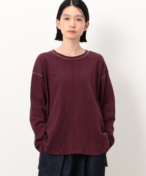 ONIGIRI（オニギリ）の「スラブ長袖Ｔシャツ（Tシャツ/カットソー・レディース・カーキ/オフホワイト/マスタード/ボルドー・FREE）」の10枚目の写真