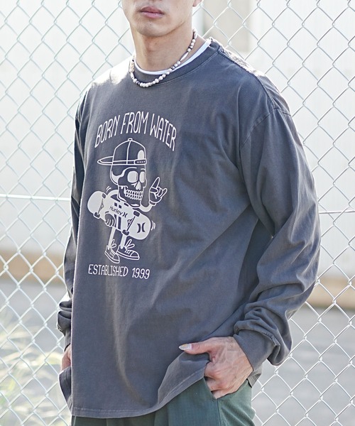 Hurley （ハーレー）の「Hurley/ハーレー 長袖Tシャツ ルーズシルエット ヘビーウエイト キャラクター MLS2312010（Tシャツ/カットソー・メンズ・ブラック/チャコールグレー/ホワイト・M/L）」の3枚目の写真