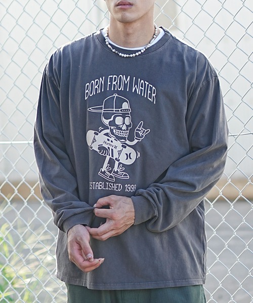 Hurley （ハーレー）の「Hurley/ハーレー 長袖Tシャツ ルーズシルエット ヘビーウエイト キャラクター MLS2312010（Tシャツ/カットソー・メンズ・ブラック/チャコールグレー/ホワイト・M/L）」の18枚目の写真