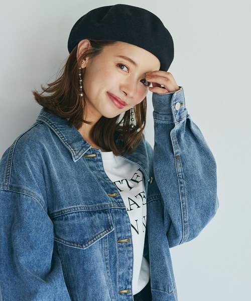 coca(coca)(コカ)の「無地ベレー帽(ハンチング/ベレー帽・レディース・グレー/ブラック・ONE SIZE)」の2枚目の写真