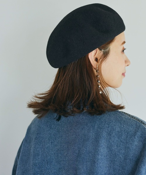 coca(coca)(コカ)の「無地ベレー帽(ハンチング/ベレー帽・レディース・グレー/ブラック・ONE SIZE)」の4枚目の写真