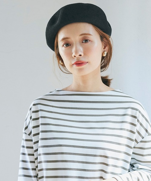 coca(coca)(コカ)の「無地ベレー帽(ハンチング/ベレー帽・レディース・グレー/ブラック・ONE SIZE)」の6枚目の写真