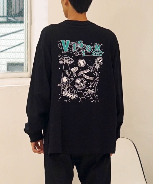 VISION STREET WEAR(ヴィジョンストリートウェア)の「【VISION STREET WEAR/ビジョンストリートウェア】 バックプリント&刺繍 マルチイラスト ロンT 恐竜(Tシャツ/カットソー・メンズ・ホワイト/ライトグレー/ブラック・MEDIUM/LARGE/X-LARGE)」の12枚目の写真