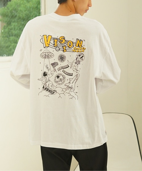 VISION STREET WEAR(ヴィジョンストリートウェア)の「【VISION STREET WEAR/ビジョンストリートウェア】 バックプリント&刺繍 マルチイラスト ロンT 恐竜(Tシャツ/カットソー・メンズ・ホワイト/ライトグレー/ブラック・MEDIUM/LARGE/X-LARGE)」の7枚目の写真