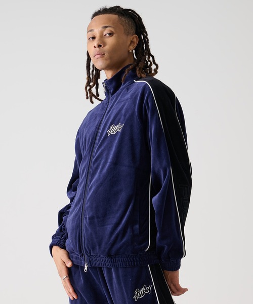 FUBU( フブ)の「FUBU フブ ブランド ロゴ 刺繍 長袖 フルジップ ベロア トラックジャケット ジャージ(ブルゾン・メンズ・ブラック/ブラウン/グリーン/ネイビー/ブラック系1/ネイビー系1/ベージュ系1/ブラウン系1・XL/M/L/XXL)」の8枚目の写真