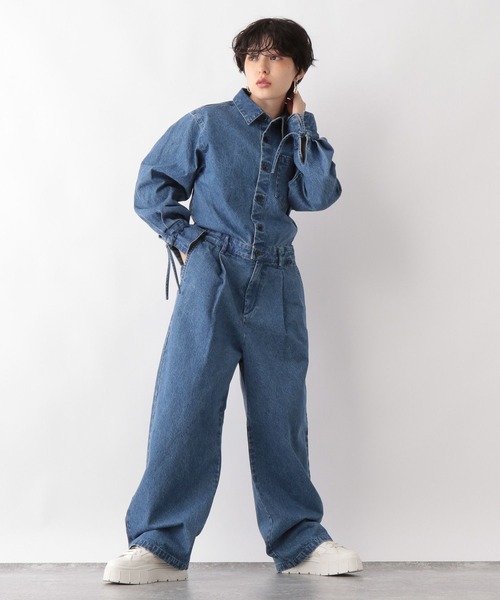RAGEBLUE（レイジブルー）の「デニムオールインワン/サロペット（サロペット/オーバーオール・レディース・ブラック/ブルー・FREE）」の4枚目の写真