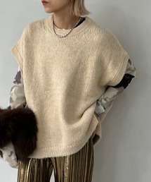 モヘアウール ノースリーブ オーバーニット chw23a041