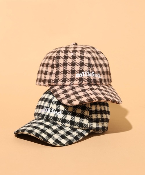MILKFED.（ミルクフェド）の「BRUSHED CHECKERED LOGO CAP（キャップ・レディース・ライトピンク/ブラック・ONE SIZE）」の4枚目の写真