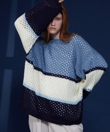 ONCILY | MULTI BORDER MESH KNIT / マルチボーダーメッシュニット(ニット/セーター)