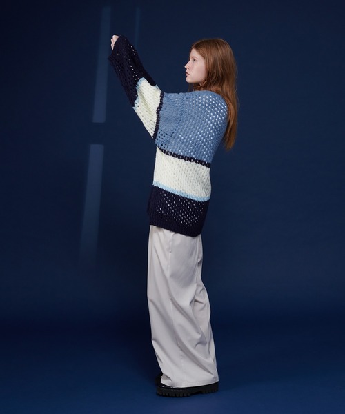 ONCILY(オンシェリー)の「MULTI BORDER MESH KNIT / マルチボーダーメッシュニット(ニット/セーター・メンズ・ピンク/ネイビー・LARGE/MEDIUM)」の13枚目の写真