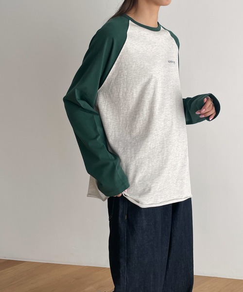 RED CHOP WORK ラグランコットンロングTシャツ CANAL JEAN（キャナルジーン）の「RED CHOP WORKS KNOW WHY配色