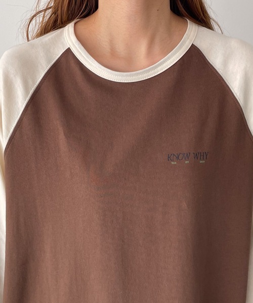 CANAL JEAN(キャナルジーン)の「RED CHOP WORKS KNOW WHY配色ラグランロングTシャツ(Tシャツ/カットソー・レディース・ブラウン/オートミール・ONE SIZE)」の14枚目の写真