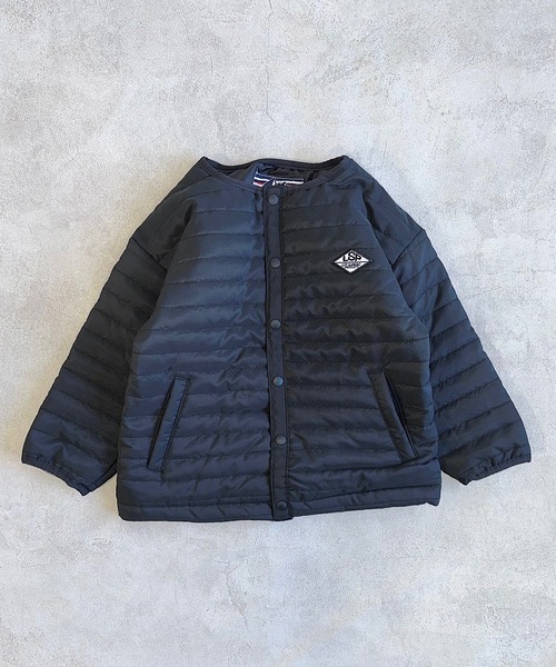 Life Support Products（ライフサポートプロダクツ）の「ノーカラーキルトジャケット（80～150㎝）（ノーカラージャケット・キッズ・ブルー/ベージュ/ブラック/カーキ/ライトグレー・100/120/130/140/150/80/90/95/110）」の2枚目の写真