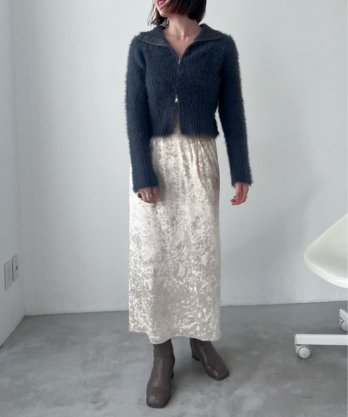 EPIMI E'PIMMY（エピミエピミー）の「クラッシュベロアナロースカート（スカート・レディース・ブラック/ベージュ/グレー・MEDIUM）」の15枚目の写真