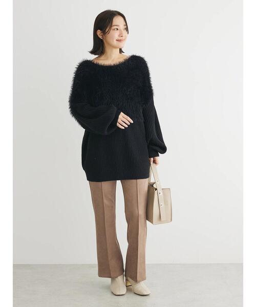 Petit fleur(プチフルール)の「・Petit Fleur スエードライクセミフレアパンツ(その他パンツ・レディース・モカ/ブルー/チャコールグレー/アイボリー・FREE)」の18枚目の写真