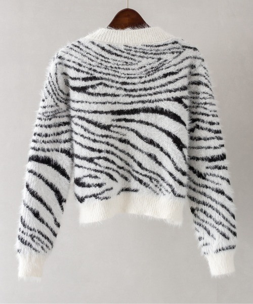 SpRay（スプレイ）の「ゼブラニットクルーネックカーディガン（カーディガン/ボレロ・レディース・ブラック/ホワイト・FREE）」の8枚目の写真
