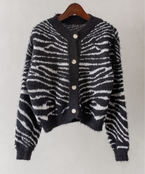 SpRay（スプレイ）の「ゼブラニットクルーネックカーディガン（カーディガン/ボレロ・レディース・ブラック/ホワイト・FREE）」の15枚目の写真