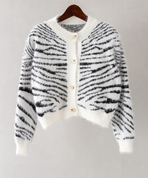 SpRay（スプレイ）の「ゼブラニットクルーネックカーディガン（カーディガン/ボレロ・レディース・ブラック/ホワイト・FREE）」の16枚目の写真