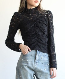 【Jasmine】レースハイネックシアーインナートップス