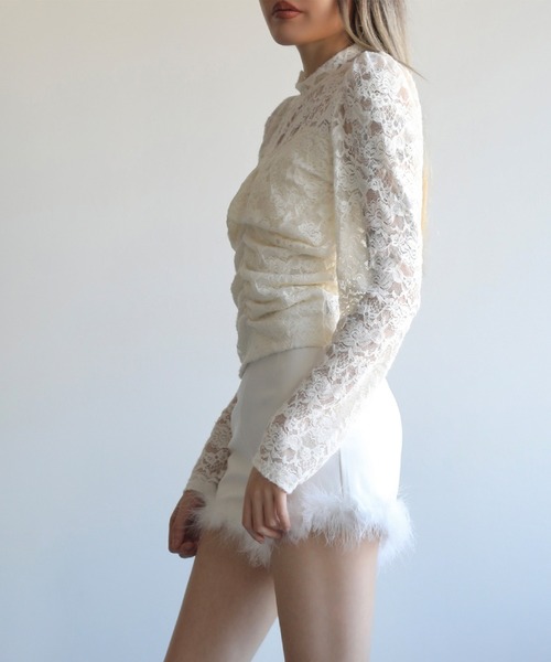 Jasmine Grandiflorum(ジャスミングランディフローラム)の「【Jasmine】レースハイネックシアーインナートップス(Tシャツ/カットソー・レディース・ブラック/チョコ/ベージュ・FREE)」の21枚目の写真