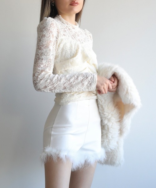 Jasmine Grandiflorum(ジャスミングランディフローラム)の「【Jasmine】レースハイネックシアーインナートップス(Tシャツ/カットソー・レディース・ブラック/チョコ/ベージュ・FREE)」の19枚目の写真