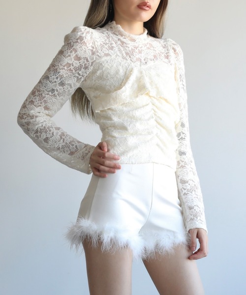 Jasmine Grandiflorum(ジャスミングランディフローラム)の「【Jasmine】レースハイネックシアーインナートップス(Tシャツ/カットソー・レディース・ブラック/チョコ/ベージュ・FREE)」の18枚目の写真