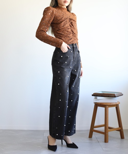 Jasmine Grandiflorum(ジャスミングランディフローラム)の「【Jasmine】レースハイネックシアーインナートップス(Tシャツ/カットソー・レディース・ブラック/チョコ/ベージュ・FREE)」の15枚目の写真
