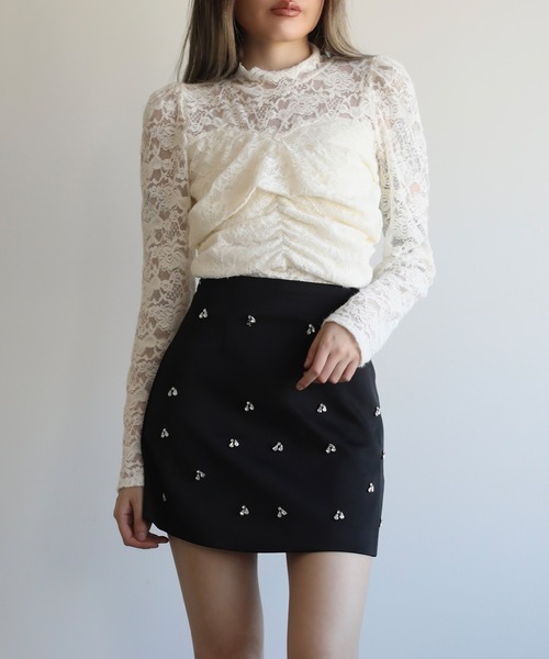 Jasmine Grandiflorum(ジャスミングランディフローラム)の「【Jasmine】レースハイネックシアーインナートップス(Tシャツ/カットソー・レディース・ブラック/チョコ/ベージュ・FREE)」の22枚目の写真