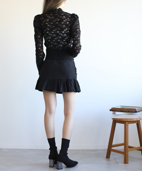 Jasmine Grandiflorum(ジャスミングランディフローラム)の「【Jasmine】レースハイネックシアーインナートップス(Tシャツ/カットソー・レディース・ブラック/チョコ/ベージュ・FREE)」の7枚目の写真