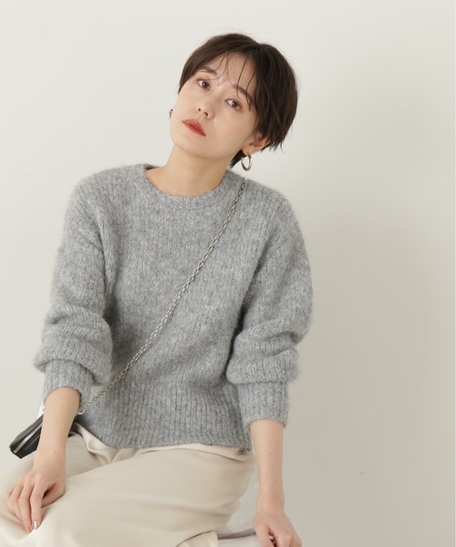 N.（N. Natural Beauty Basic）（エヌエヌナチュラルビューティーベーシック）の「◆フェザークルーネックニット（ニット/セーター・レディース・グレー/ブラック/クリーム・MEDIUM）」の12枚目の写真