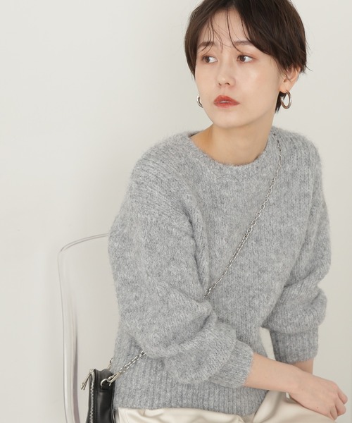 N.（N. Natural Beauty Basic）（エヌエヌナチュラルビューティーベーシック）の「◆フェザークルーネックニット（ニット/セーター・レディース・グレー/ブラック/クリーム・MEDIUM）」の13枚目の写真