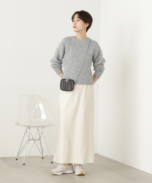 N.（N. Natural Beauty Basic）（エヌエヌナチュラルビューティーベーシック）の「◆フェザークルーネックニット（ニット/セーター・レディース・グレー/ブラック/クリーム・MEDIUM）」の14枚目の写真