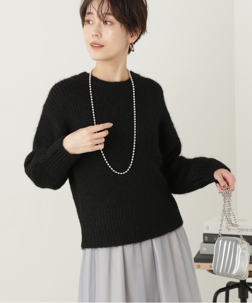 N.（N. Natural Beauty Basic）（エヌエヌナチュラルビューティーベーシック）の「◆フェザークルーネックニット（ニット/セーター・レディース・グレー/ブラック/クリーム・MEDIUM）」の11枚目の写真