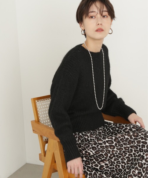 N.（N. Natural Beauty Basic）（エヌエヌナチュラルビューティーベーシック）の「◆フェザークルーネックニット（ニット/セーター・レディース・グレー/ブラック/クリーム・MEDIUM）」の5枚目の写真