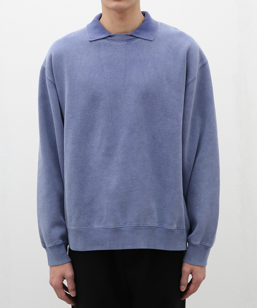 B.C STOCK（ベーセーストック）の「collared ピグメントスウェット（スウェット・メンズ・ピンク/ブルー系その他/ブラック・LARGE/MEDIUM）」の2枚目の写真