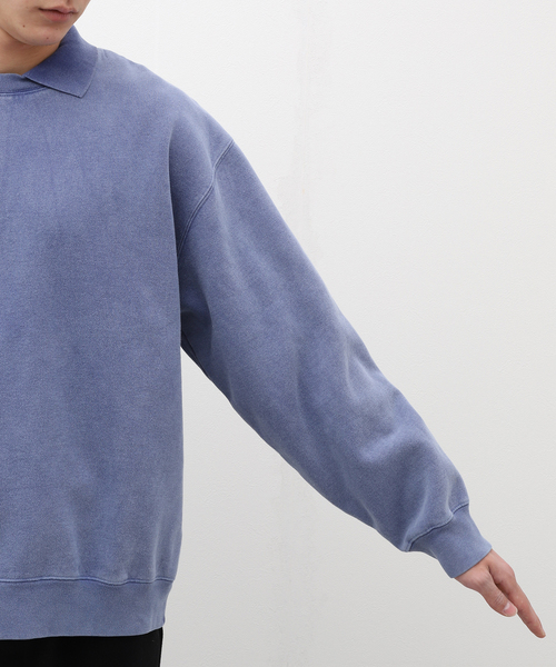 B.C STOCK（ベーセーストック）の「collared ピグメントスウェット（スウェット・メンズ・ピンク/ブルー系その他/ブラック・LARGE/MEDIUM）」の10枚目の写真