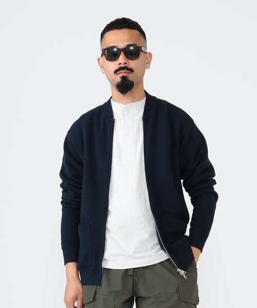 新品！BEAMS PLUS / スウェット カーデガン グレー　ストライプ BEAMS PLUS（ビームス プラス）Cardigan Stripe（トップス