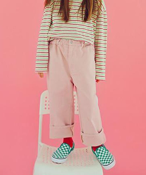 aBity select(アビティセレクト)の「【ピーチーズ】ジュニア パステルカラー ポケット刺しゅう ストレートパンツ(チノパンツ・キッズ・ピンク・160)」の2枚目の写真