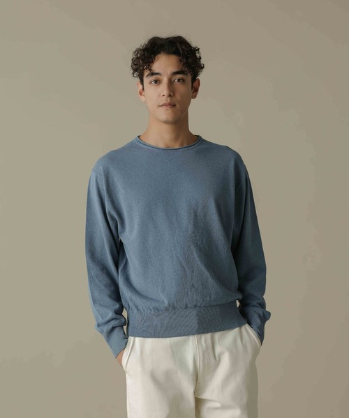 ナゴンスタンス layered-neck pullover スウェット セーター セール】「NJ/CLUB」HOMESTOCK リネンミックスリラックスニット
