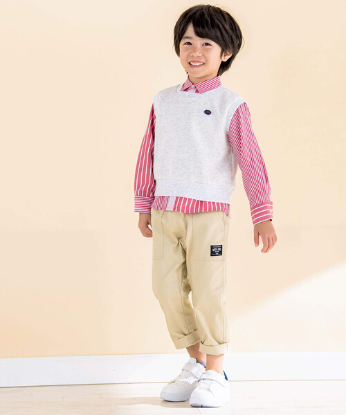 Noeil aime BeBe(ノイユエイムベベ)の「シャンブレーMIXストライプシャツ&ベストセット(80~130cm)(シャツ/ブラウス・キッズ・ブルー系その他/レッド系その他・120cm/110cm/130cm/100cm/90cm/80cm)」の11枚目の写真