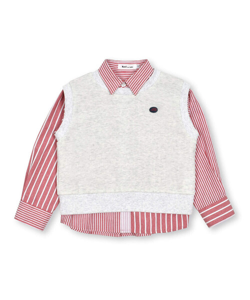 Noeil aime BeBe(ノイユエイムベベ)の「シャンブレーMIXストライプシャツ&ベストセット(80~130cm)(シャツ/ブラウス・キッズ・ブルー系その他/レッド系その他・120cm/110cm/130cm/100cm/90cm/80cm)」の12枚目の写真